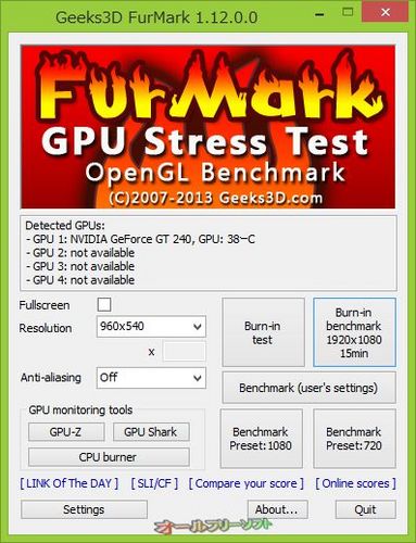 NVIDIA GeForce GTX 780 Ti に対応したFurMark 1.12.0