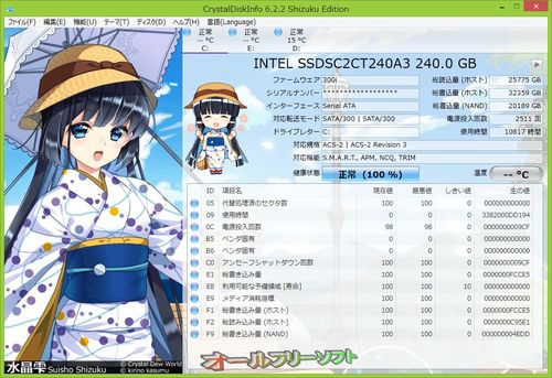 Windows 10 に暫定対応したCrystalDiskInfo 6.2.2